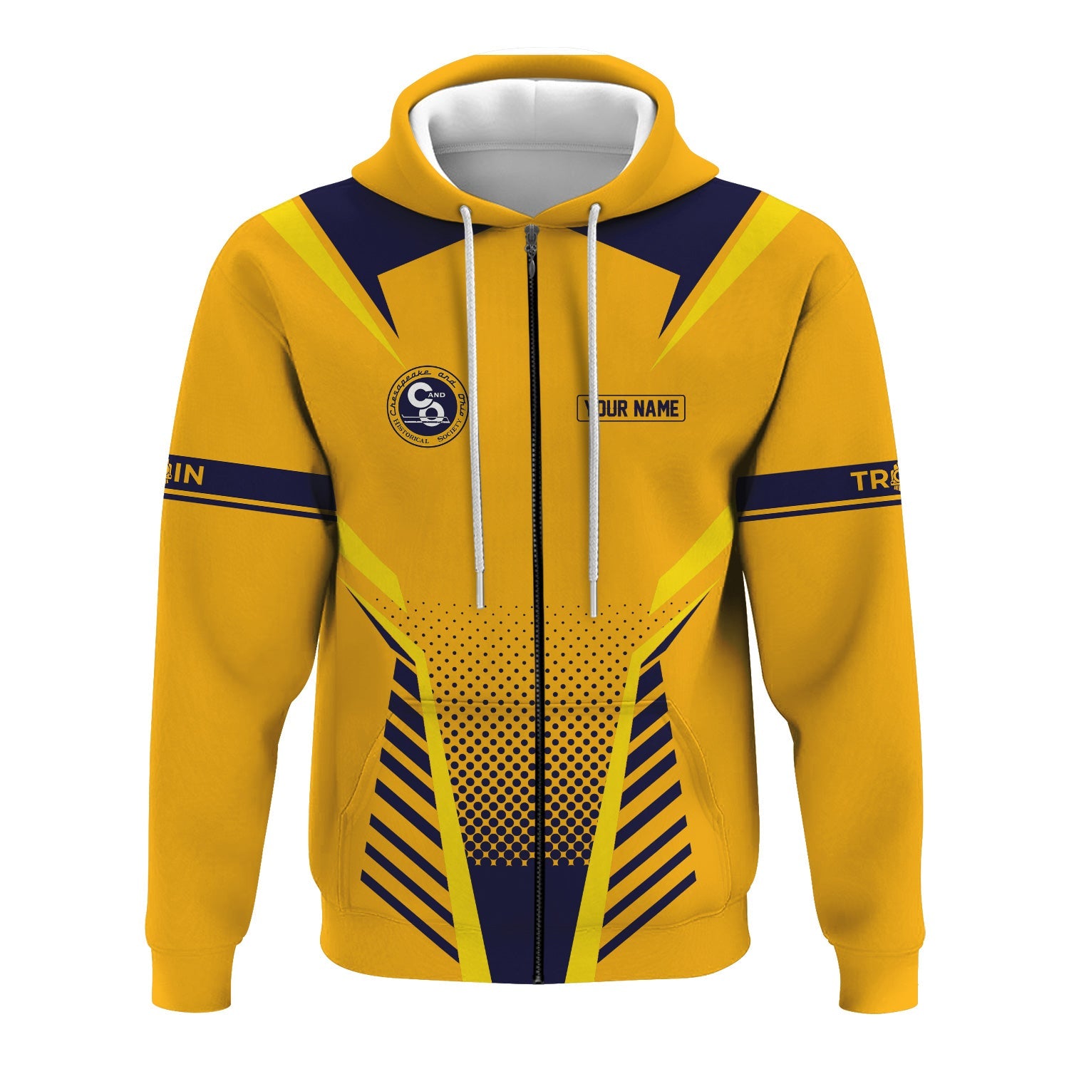 Railspirit Personalized Chesapeake and Ohio Railway Hoodie Unisex C&O Train Zip Hoodie All Over Print