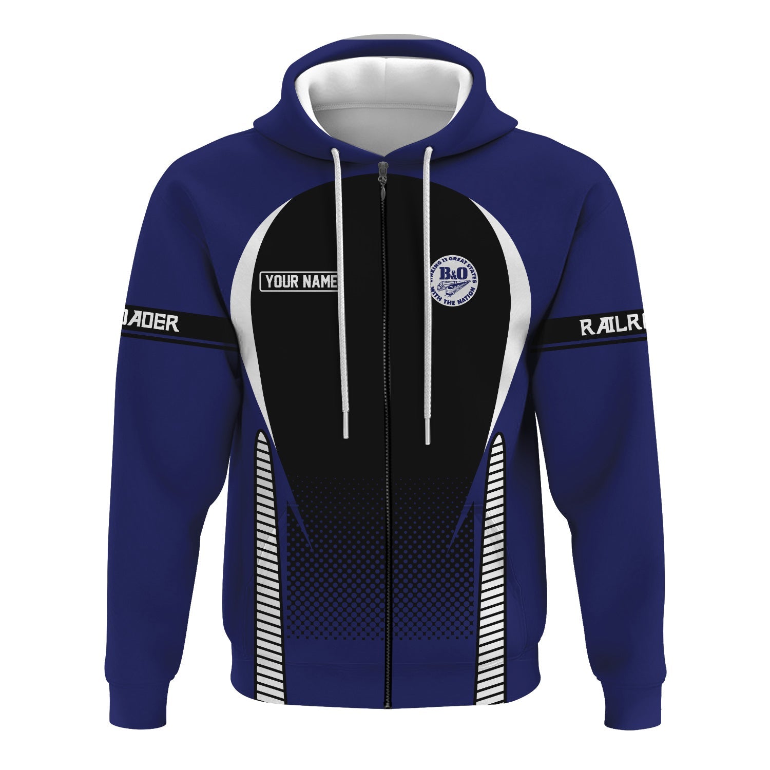 Railspirit Personalized B&O Great States Railroad Hoodie Stress Is Caused By Not Having Enough Trains  Zip Up Hoodie