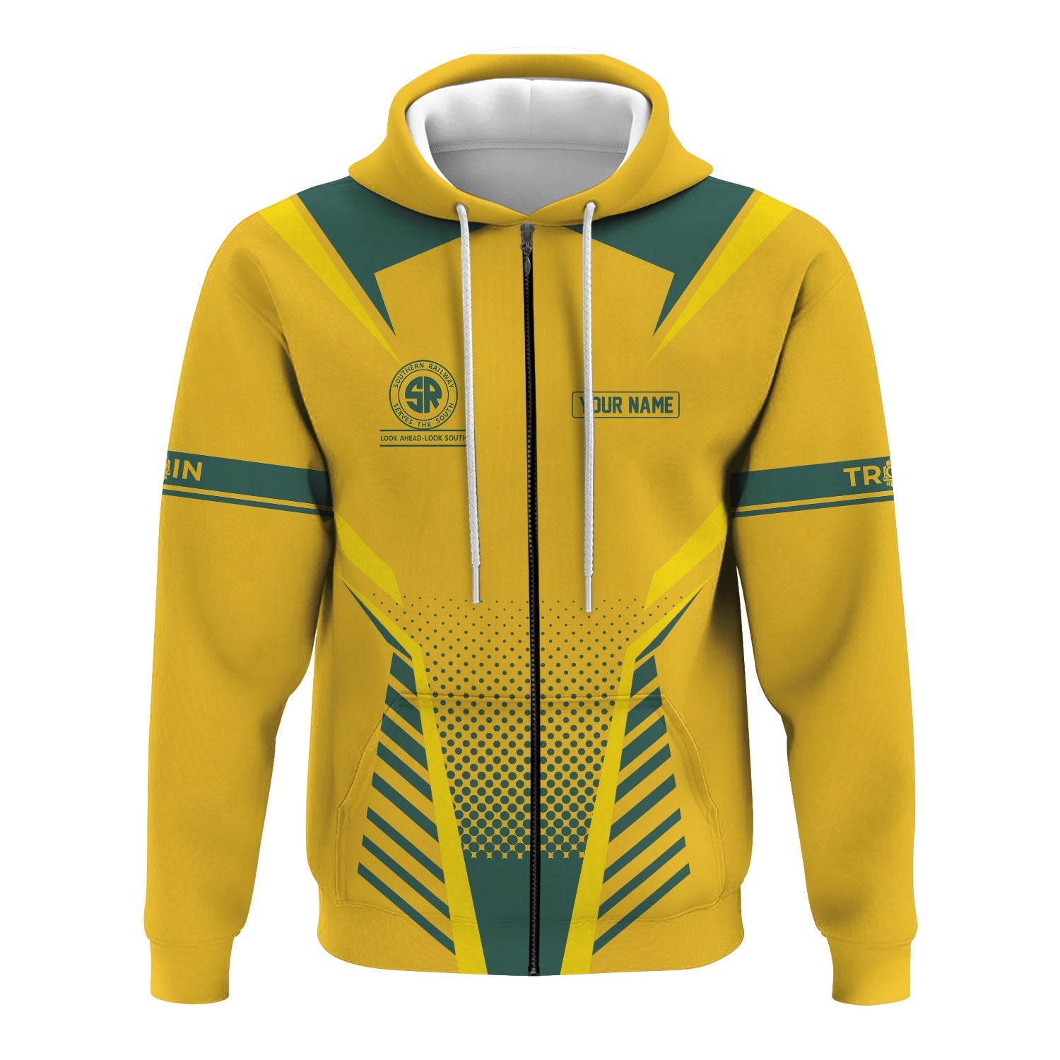 Railspirit Personalized Southern Railway U.S Hoodie Unisex SOU Train Zip Hoodie All Over Print