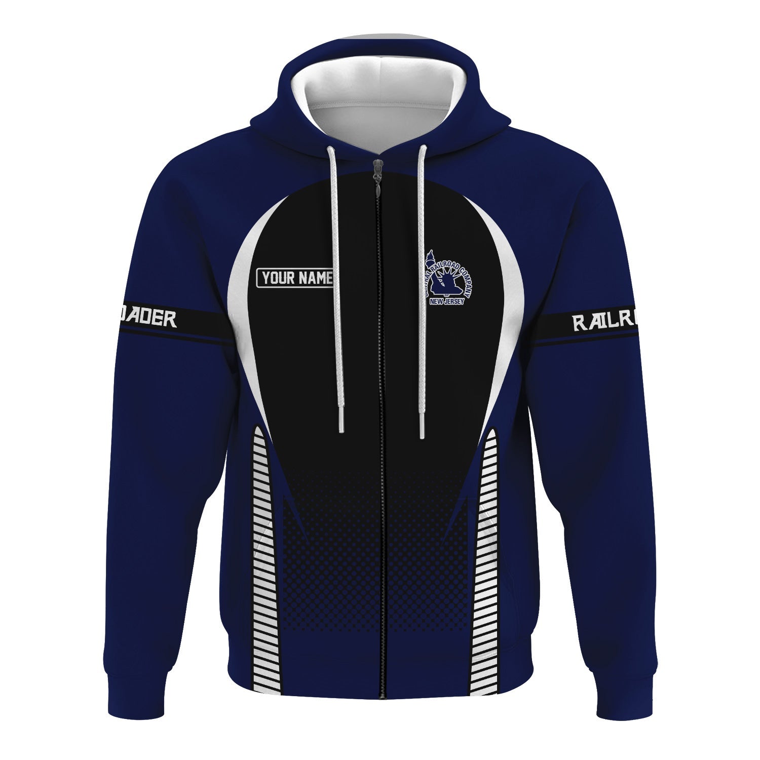 Railspirit Personalized CNJ Jersey Central Railroad Hoodie Stress Is Caused By Not Having Enough Trains Zip Up Hoodie