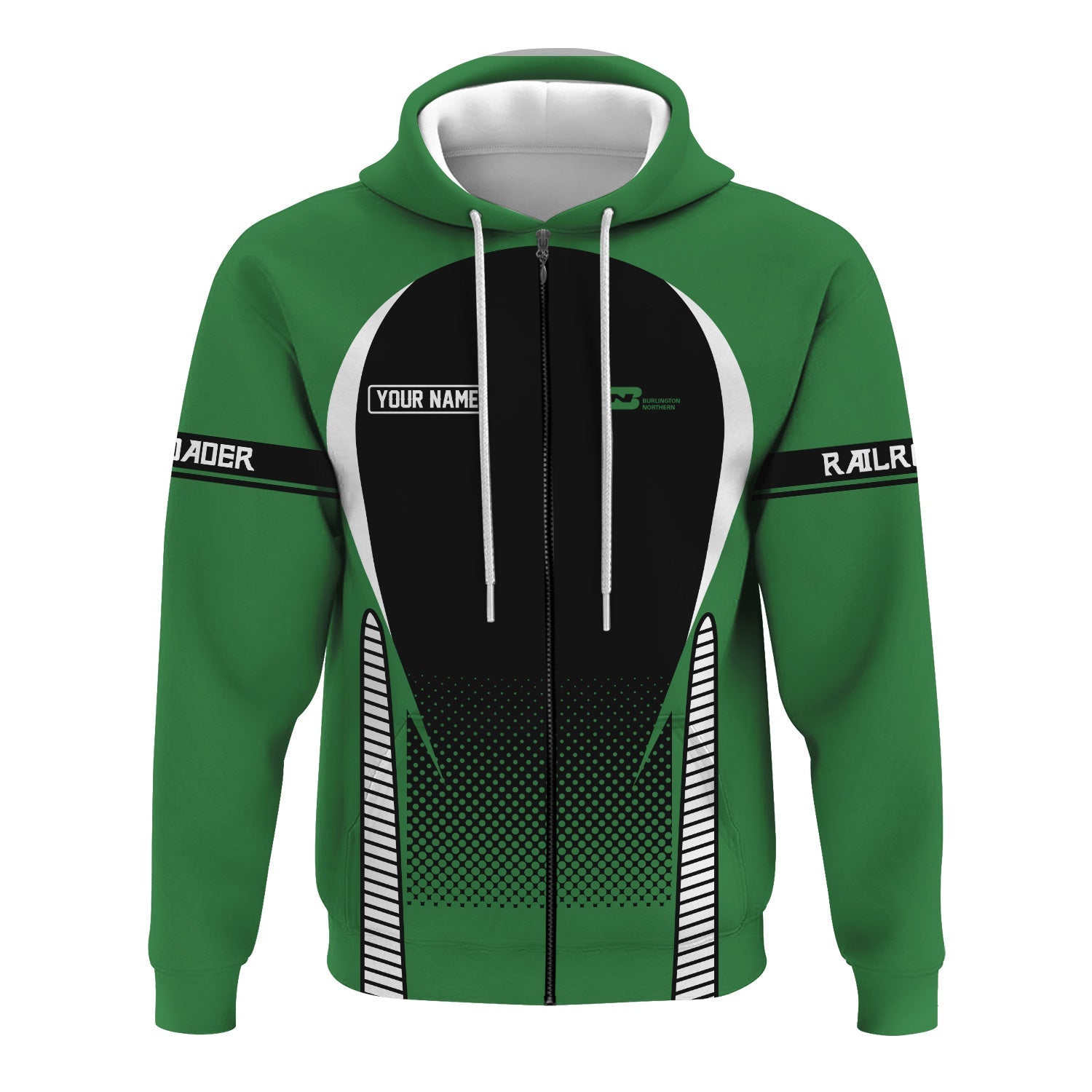 Railspirit Personalized Burlington Northern Railroad Hoodie Stress Is Caused By Not Having Enough Trains  Zip Up Hoodie