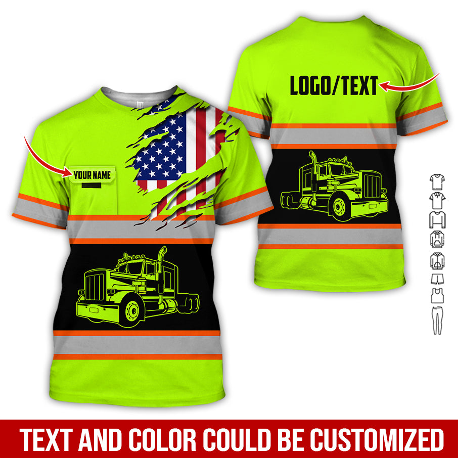 Customized Name Love Semi Truck Shirt, Personalized Workwear, Truck Driver Gift