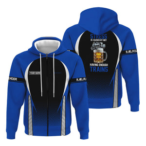 Railspirit Personalized Long Island Railroad Hoodie Stress Is Caused By Not Having Enough Trains  Zip Up Hoodie