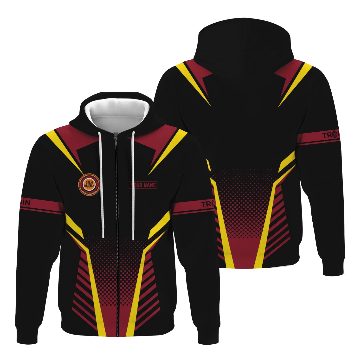 Railspirit Personalized Chicago Great Western Railroad Hoodie Unisex Train Zip Hoodie All Over Print