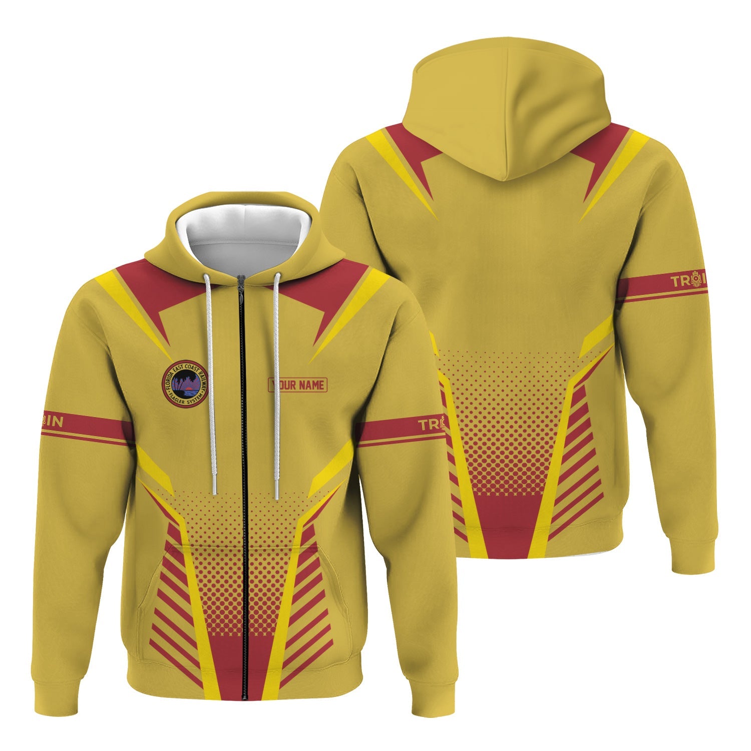 Railspirit Personalized Florida East Coast Railway Hoodie Unisex Train Zip Hoodie All Over Print