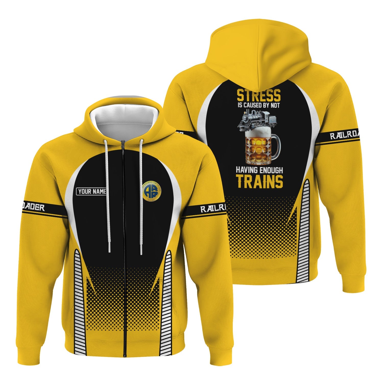 Railspirit Personalized Alaska Railroad Hoodie Stress Is Caused By Not Having Enough Trains  Zip Up Hoodie