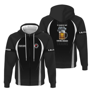 Railspirit Personalized Northern Pacific Railway Hoodie Stress Is Caused By Not Having Enough Trains  Zip Up Hoodie