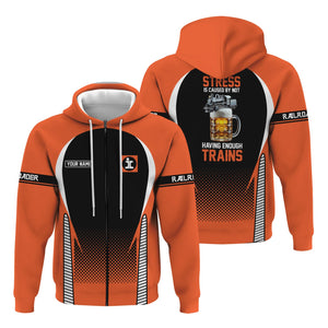 Railspirit Personalized Illinois Central Railroad Hoodie Stress Is Caused By Not Having Enough Trains  Zip Up Hoodie