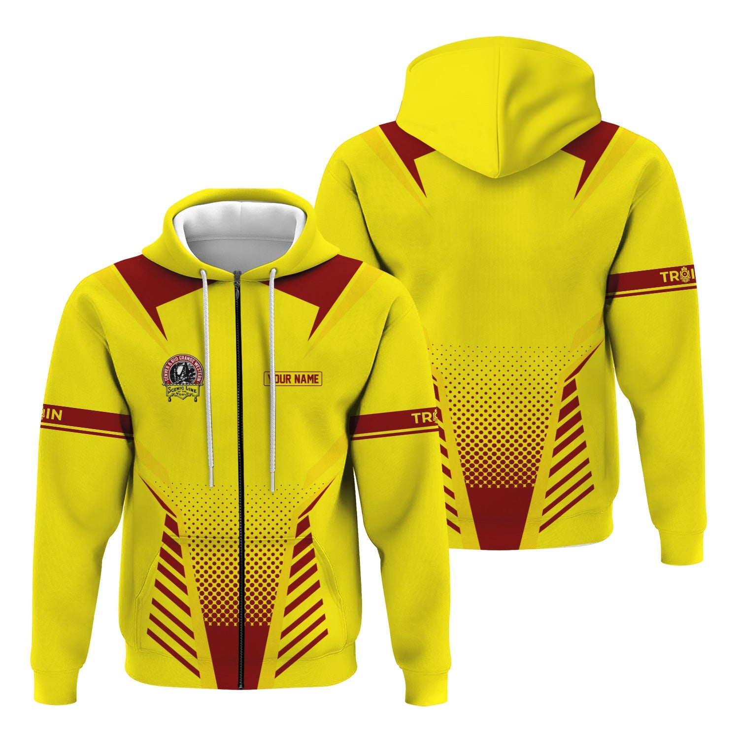 Railspirit Personalized Denver and Rio Grande Western Railroad Hoodie Unisex Train Zip Hoodie All Over Print