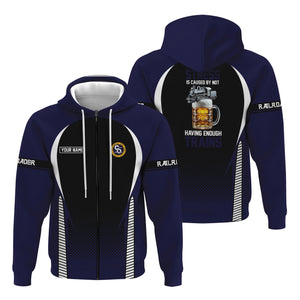 Railspirit Personalized Chesapeake and Ohio Railway Hoodie Stress Is Caused By Not Having Enough Trains C&O  Zip Up Hoodie