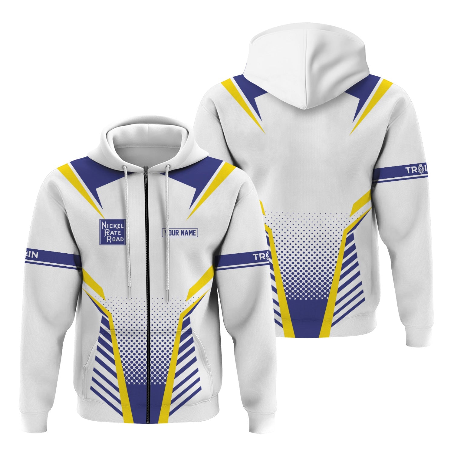 Railspirit Personalized New York, Chicago and St. Louis Railroad Hoodie Unisex Nickel Plate Road Train Zip Hoodie All Over Print