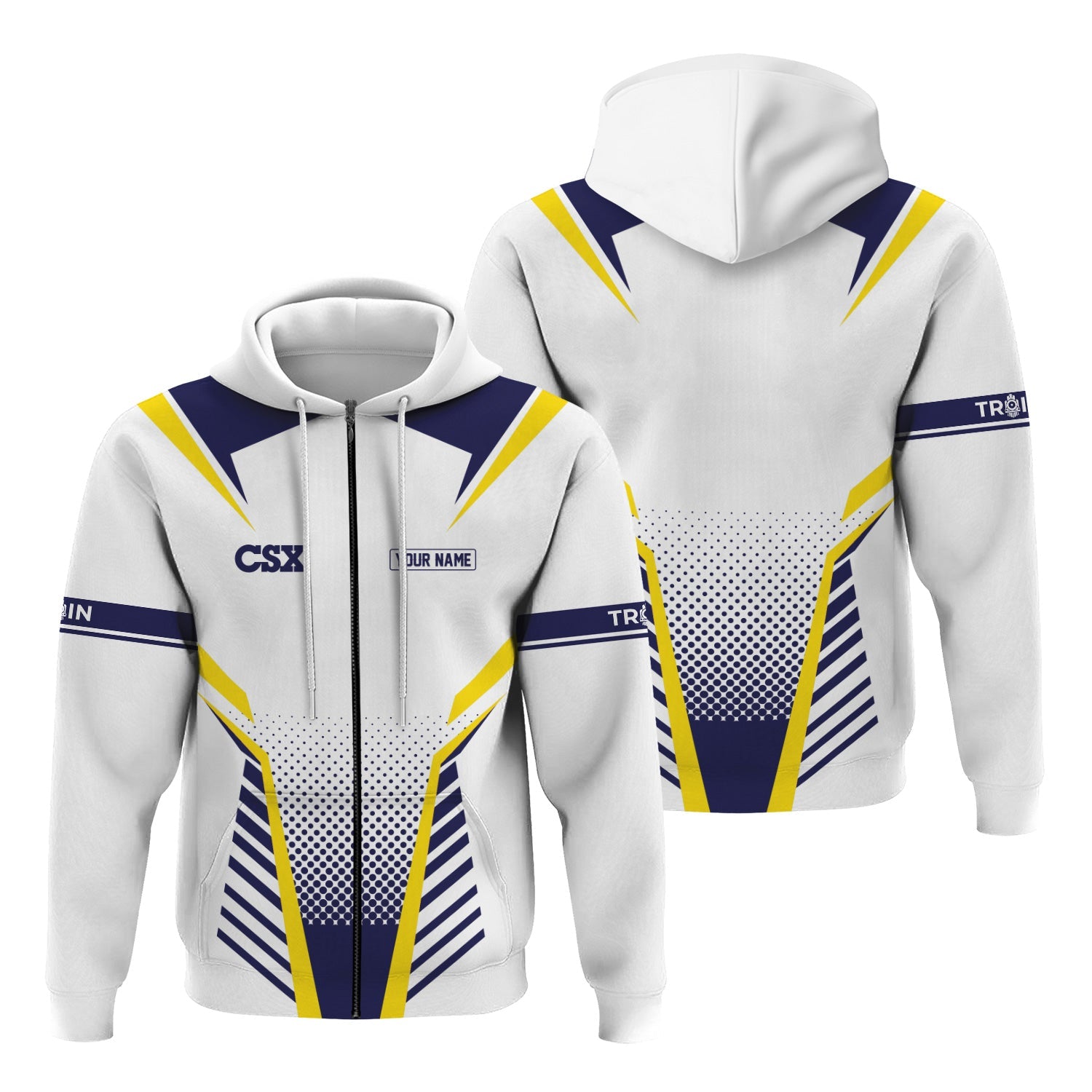 Railspirit Personalized CSX Transportation Railroad Hoodie Unisex Train Zip Hoodie All Over Print