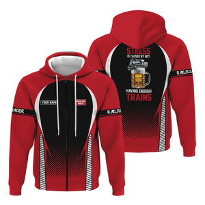 Railspirit Personalized Green Bay & Western Railroad Hoodie Stress Is Caused By Not Having Enough Trains  Zip Up Hoodie