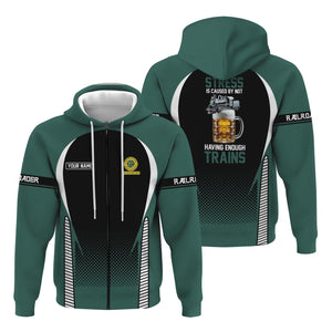 Railspirit Personalized Southern Railway U.S Hoodie Stress Is Caused By Not Having Enough Trains SOU  Zip Up Hoodie