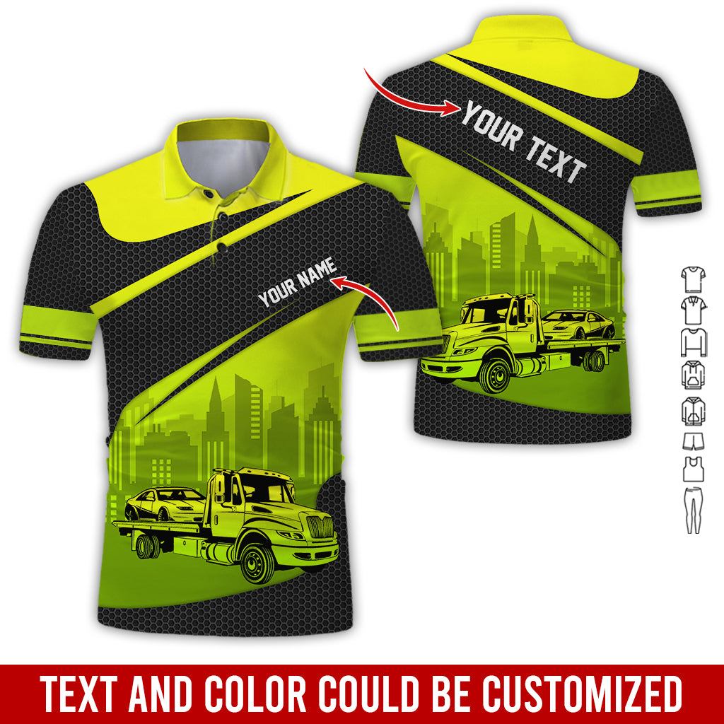 Customized Name and Love Flatbed Tow Truck Shirt, Great for Tow Truck Fans, Best Trucker Shirt