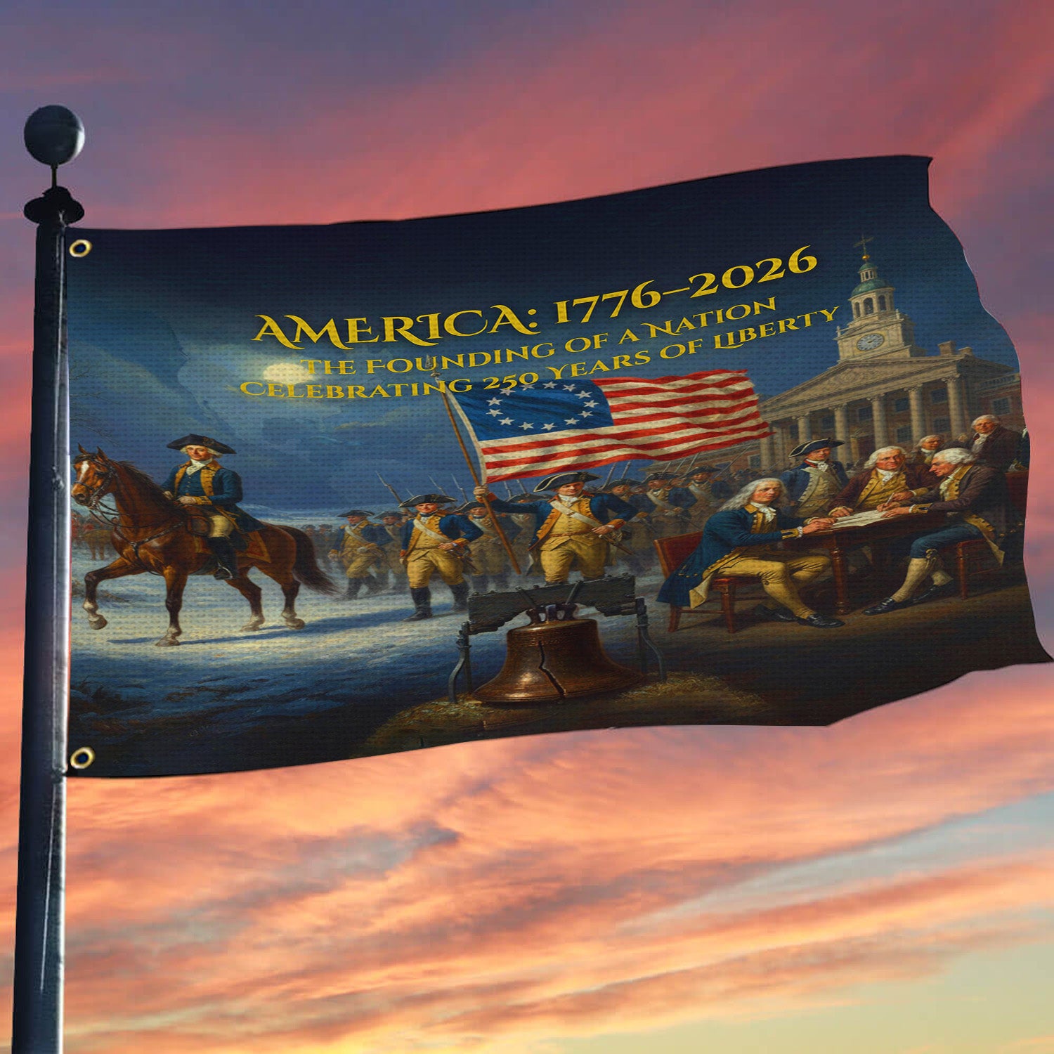 America 1776–2026 Garden Flag 250th Anniversary Founding Of A Nation Patriotic USA Flag Home Decor