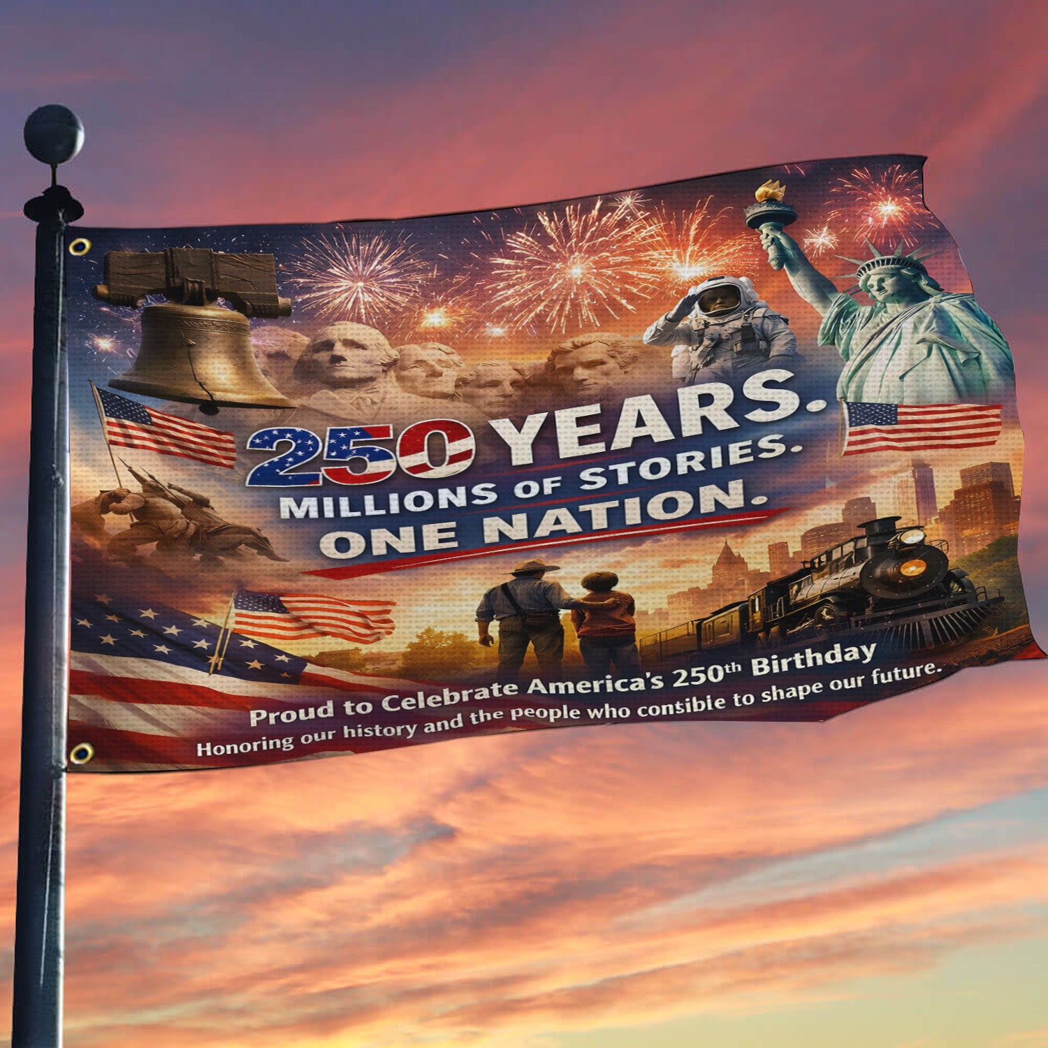 America 250th Anniversary Garden Flag, Patriotic Outdoor House Flag, 250 Years Independence Day Decor, USA Flag Gift