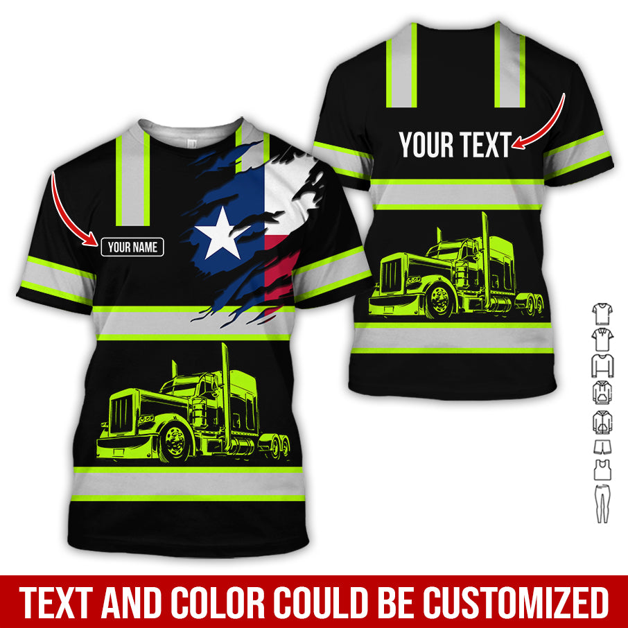 Customized Name Love Truck Printed Clothes, Personalized Truck Driver Gear
