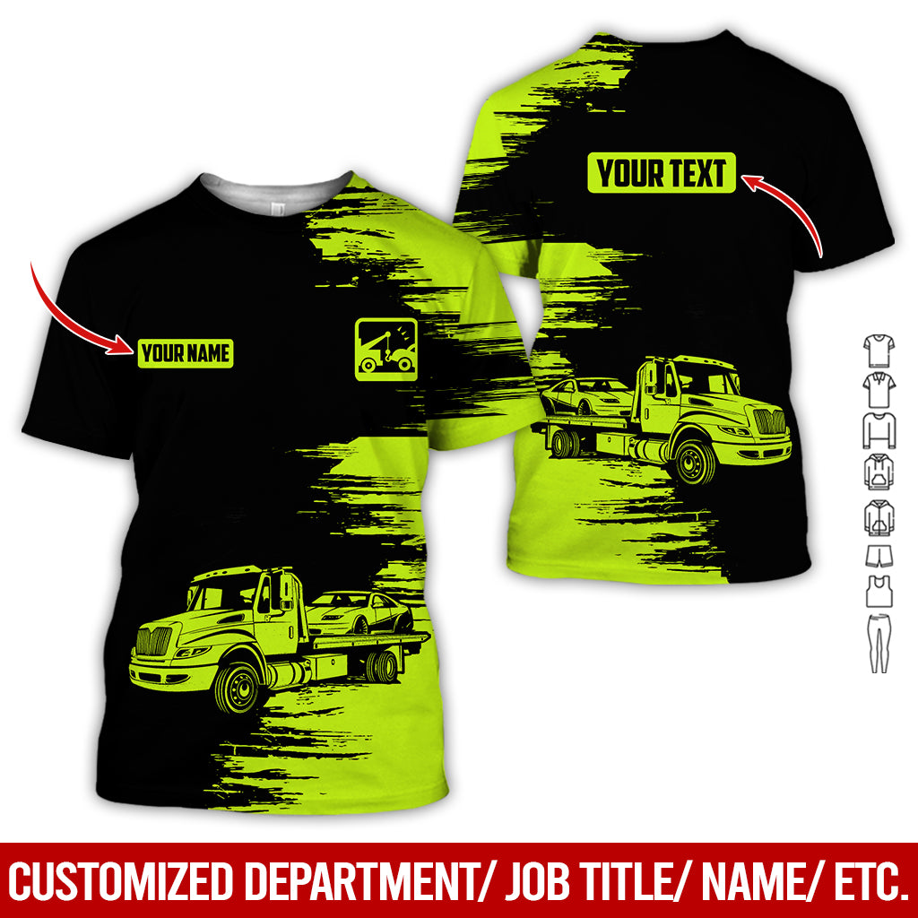 Custom Name Tow Truck Uniform, Personalized Driver Shirt, 3D Printed Graphics for Truckers