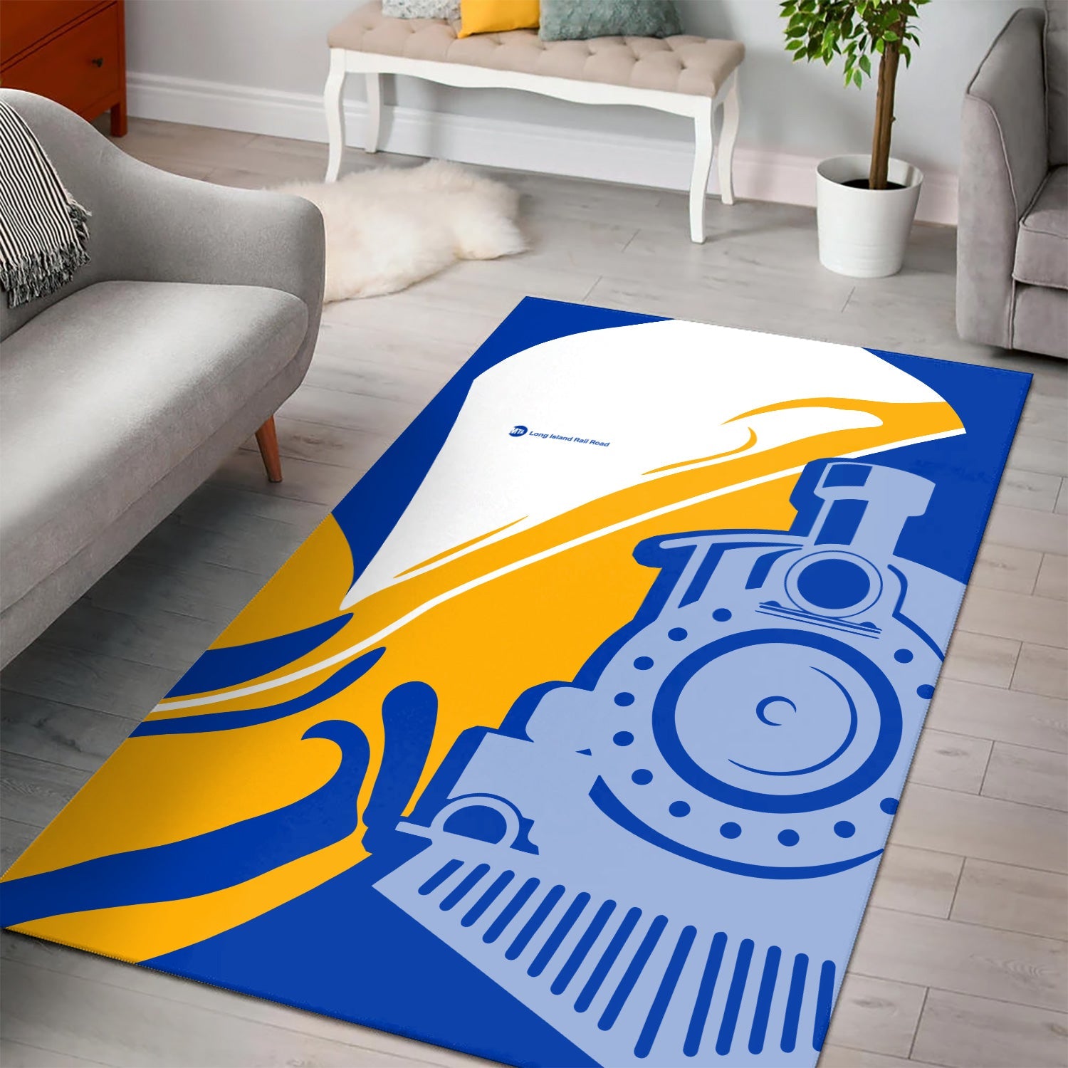 Railspirit Long Island Railroad Area Rug Flame-Inspired Style Rug Gift Idea For Train Lovers