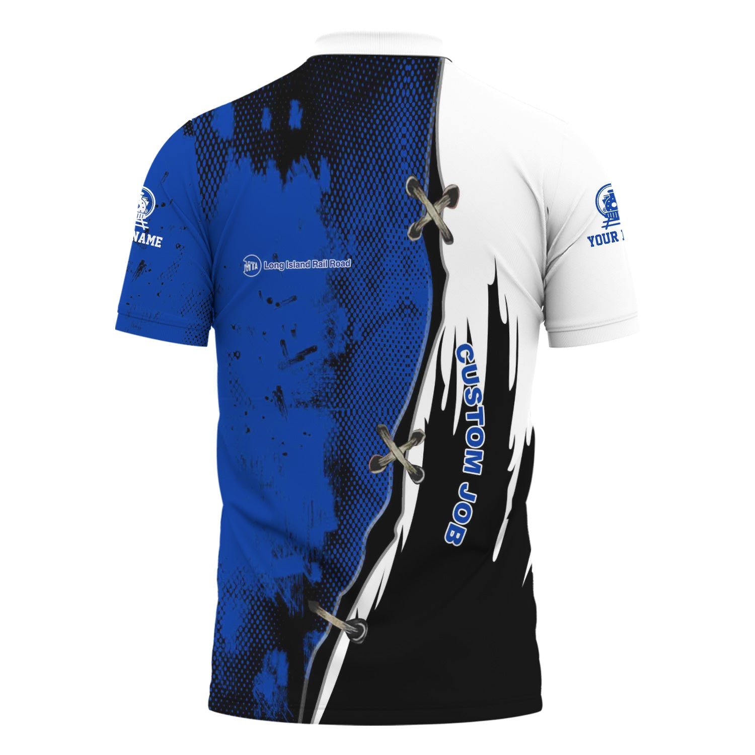 Railspirit Personalized Long Island Railroad Polo Shirt Retro Stitches Design with Custom Position Train Shirt