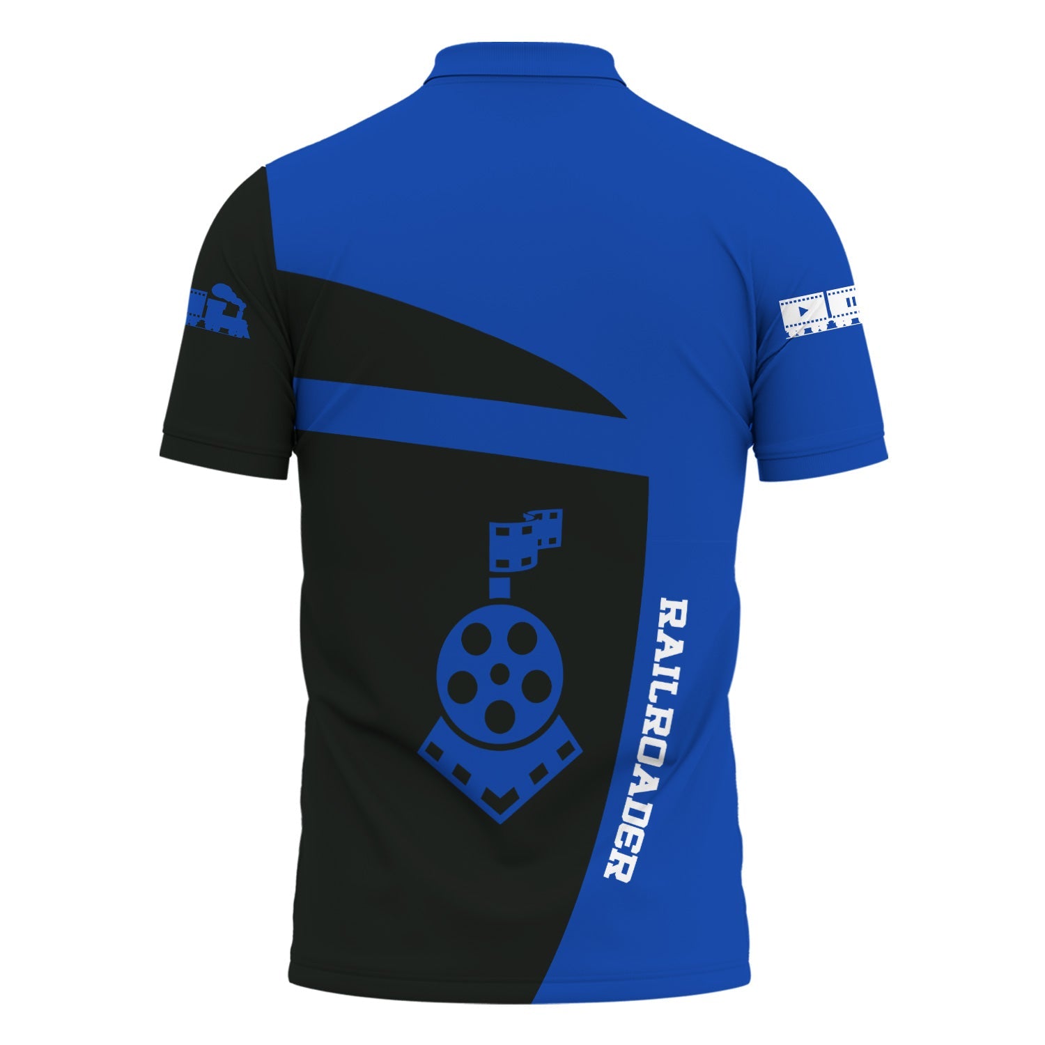 Railspirit Personalized Long Island Railroad Polo Shirt All Aboard Steam Train Movie Projector Style Shirt