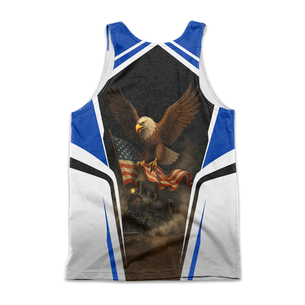 Railspirit Personalized Long Island Railroad Men Tank Top American Eagle Vintage Train Shirt