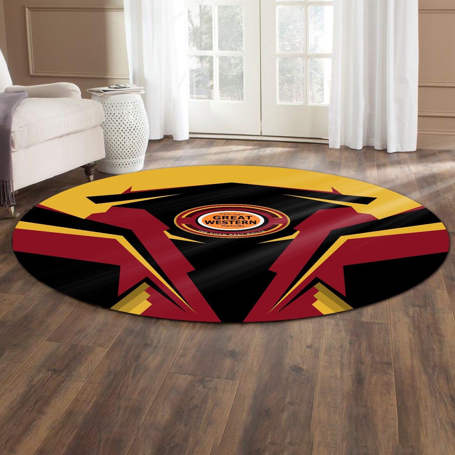 Railspirit Chicago Great Western Railroad Round Mat Strong Line Style Rug All Over Print