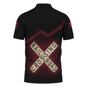 Railspirit Personalized Chicago Great Western Railroad Polo Shirt Railroad Crossing Printed Train Track Shirt
