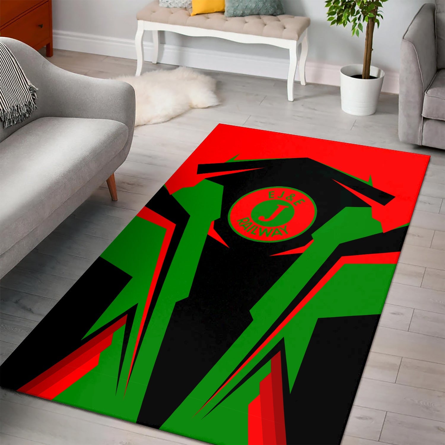 Railspirit Personalized Elgin Joliet And Eastern Railroad Area Rug Strong Line Style  Train Area Rug Gift Idea For Train Lover