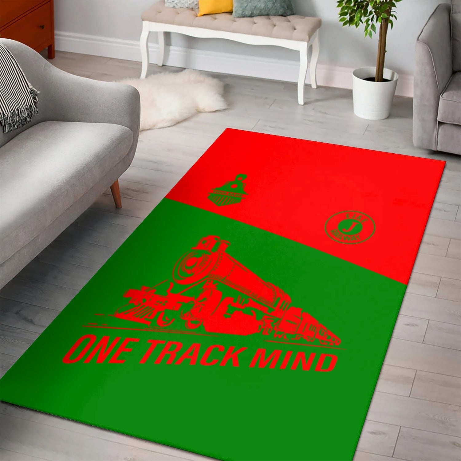Railspirit Personalized Elgin Joliet And Eastern Railroad Area Rug One Track Mind Train Rug Gift Idea For Train Lover