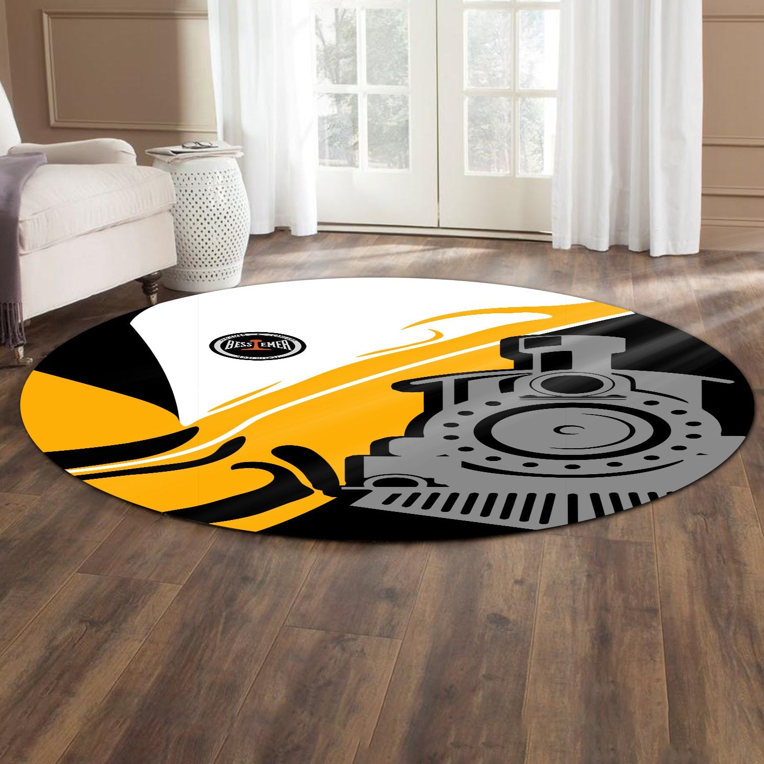 Railspirit Bessemer And Lake Erie Railroad Round Mat Flame-Inspired Style Mat Gift Idea For Train Lovers