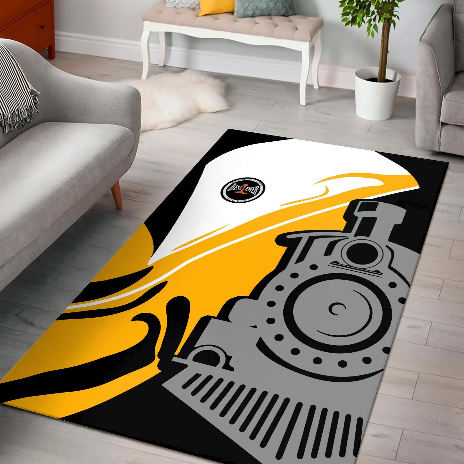 Railspirit Bessemer And Lake Erie Railroad Area Rug Flame-Inspired Style Rug Gift Idea For Train Lovers
