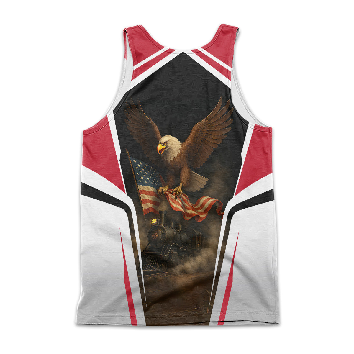 Railspirit Personalized Canadian Pacific Kansas City Men Tank Top American Eagle Vintage Train CPKC Shirt