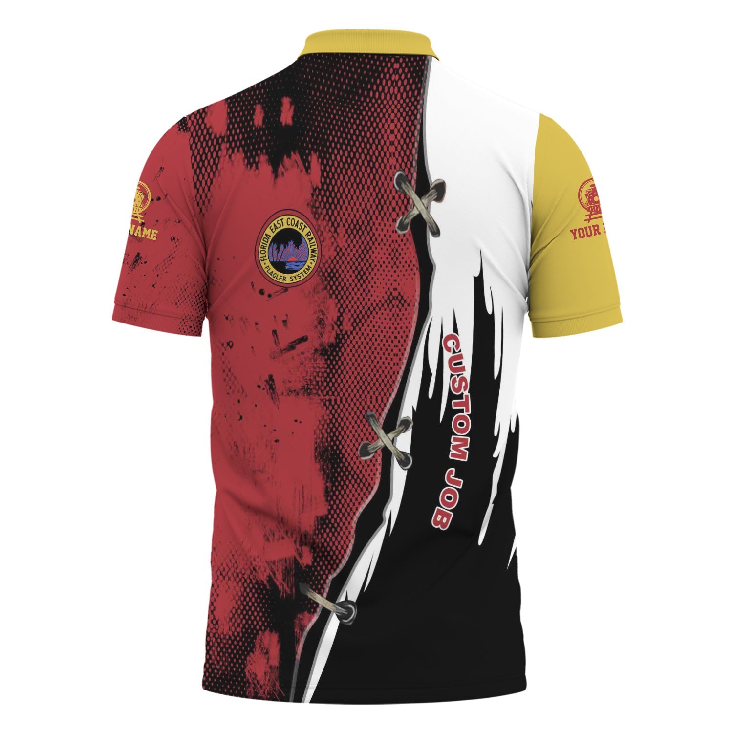 Railspirit Personalized Florida East Coast Railway Polo Shirt Retro Stitches Design with Custom Position Train Shirt