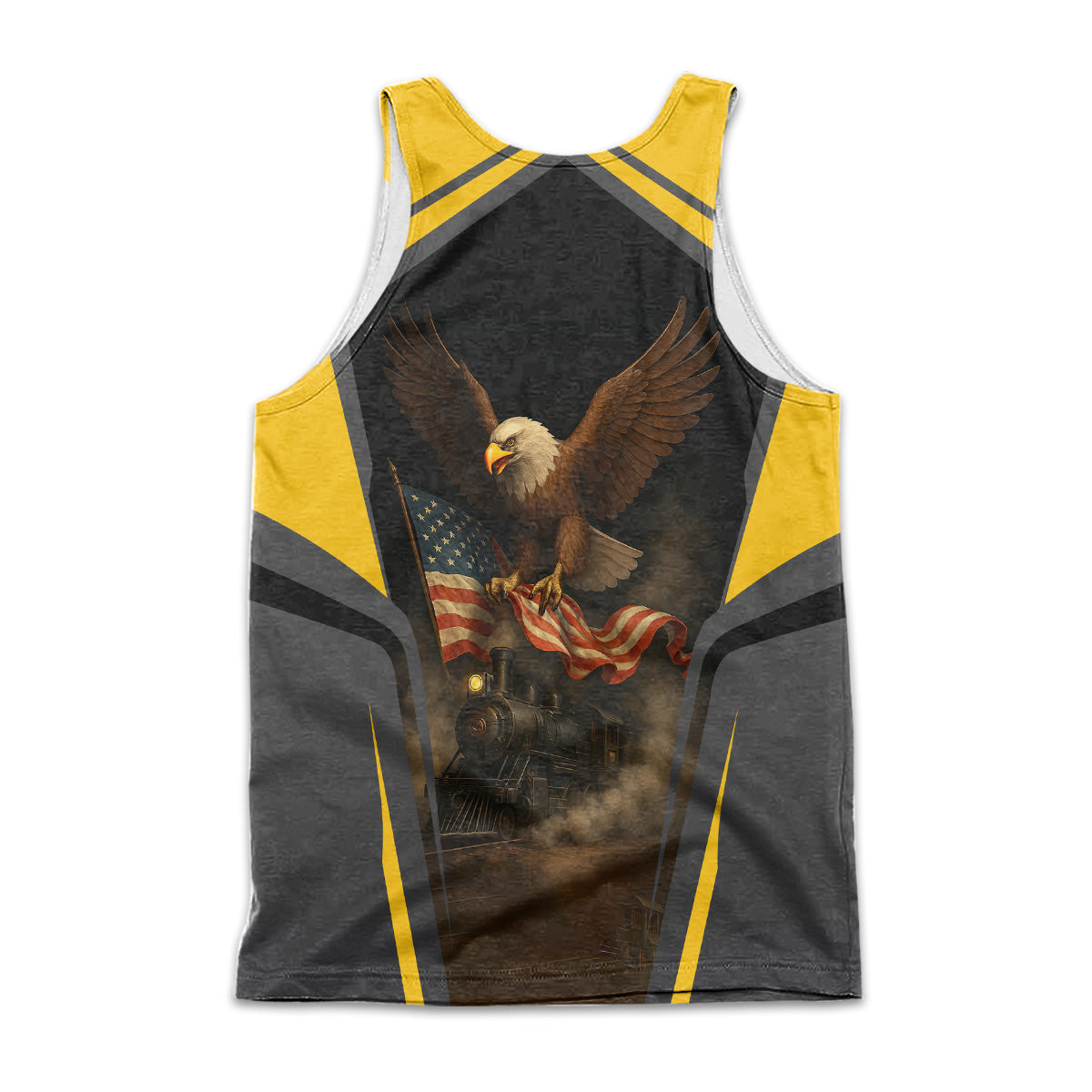 Railspirit Personalized Alaska Railroad Men Tank Top American Eagle Vintage Train Shirt