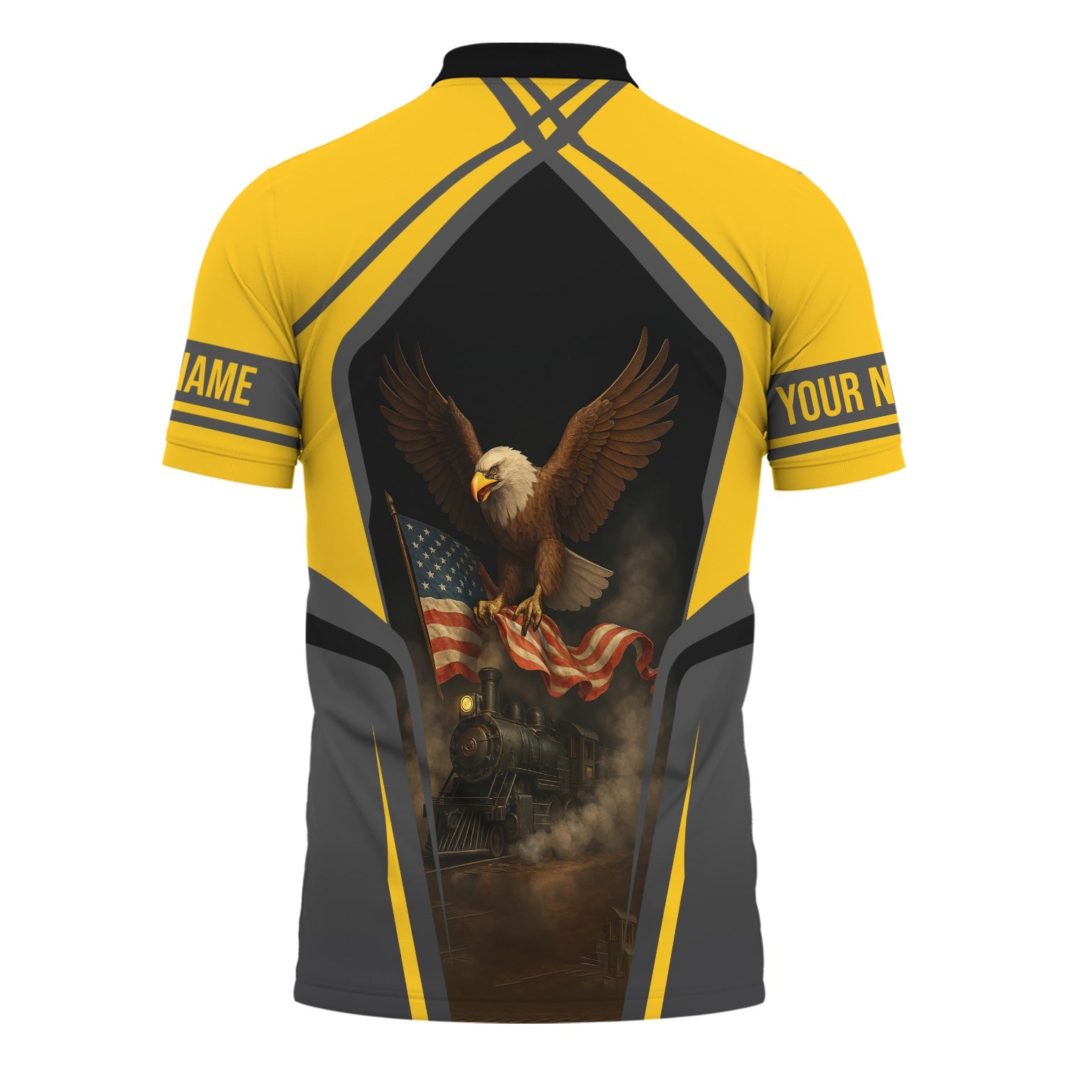 Railspirit Personalized Alaska Railroad Polo Shirt American Eagle Vintage Train Shirt