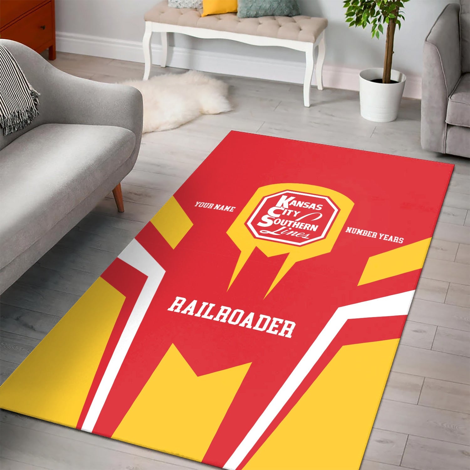 Railspirit Personalized Kansas City Southern Area Rug Custom Year Railroader Rug Gift Idea For Train Lover