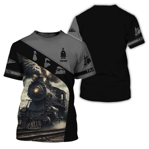Railspirit Personalized Vintage Steam Train T-Shirt - Locomotive Railfan Gift