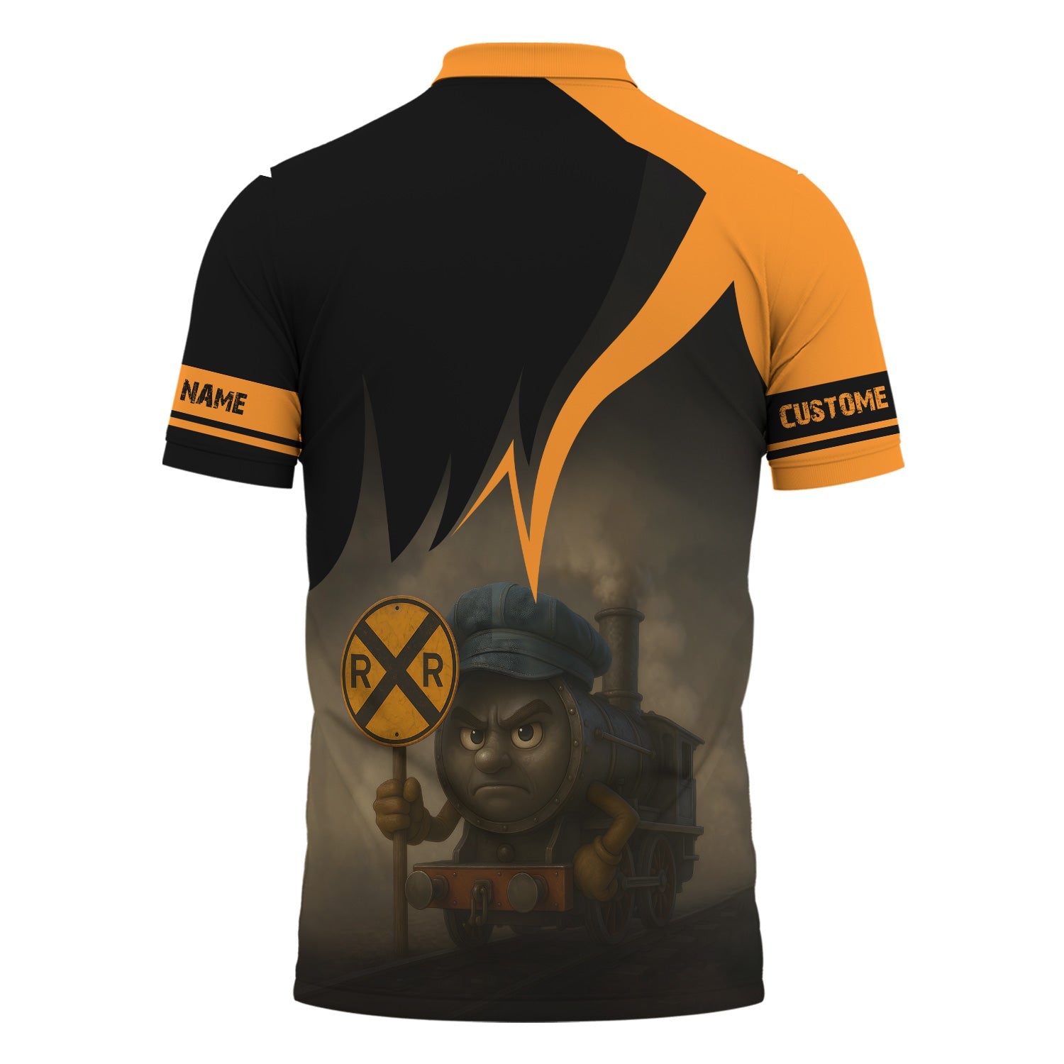 Railspirit Personalized Genesee & Wyoming Inc. Railroad Polo Shirt Angry Train Polo Shirt Gift Idea For Train Lover