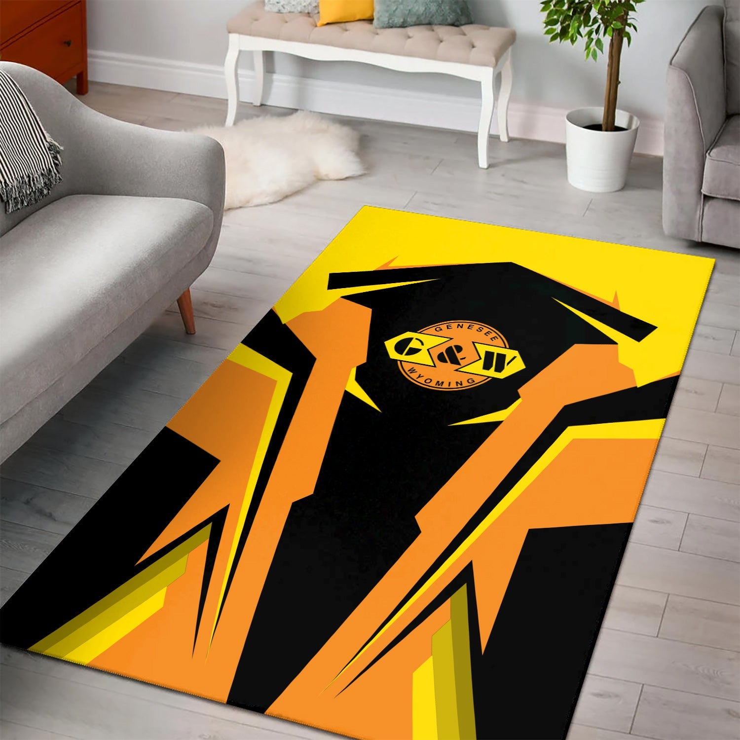 Railspirit Personalized Genesee & Wyoming Inc. Railroad Area Rug Strong Line Style  Train Area Rug Gift Idea For Train Lover