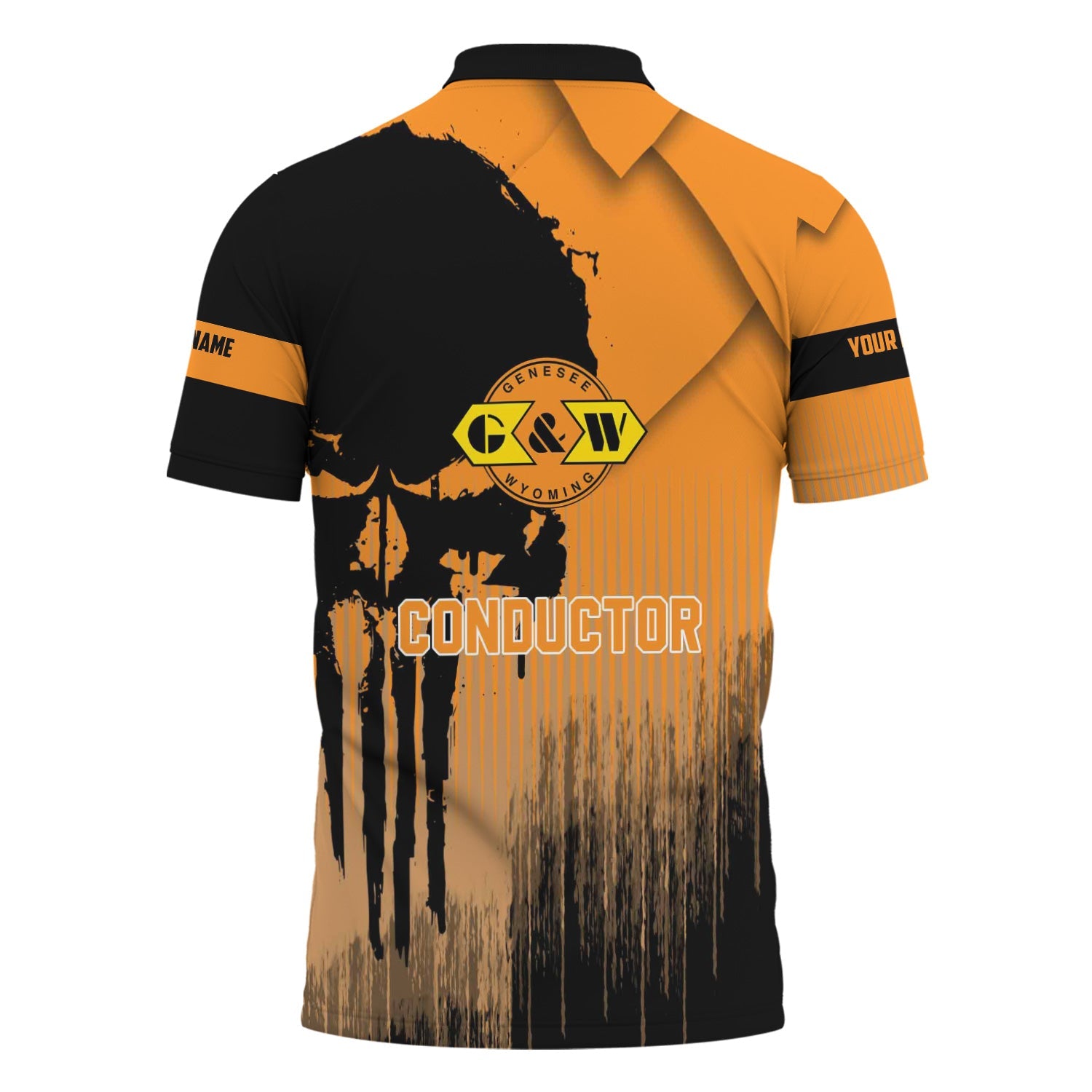 Railspirit Personalized Genesee & Wyoming Inc. Railroad Polo Shirt Skull Design with Custom Job Train Shirt for Trackhead Crew