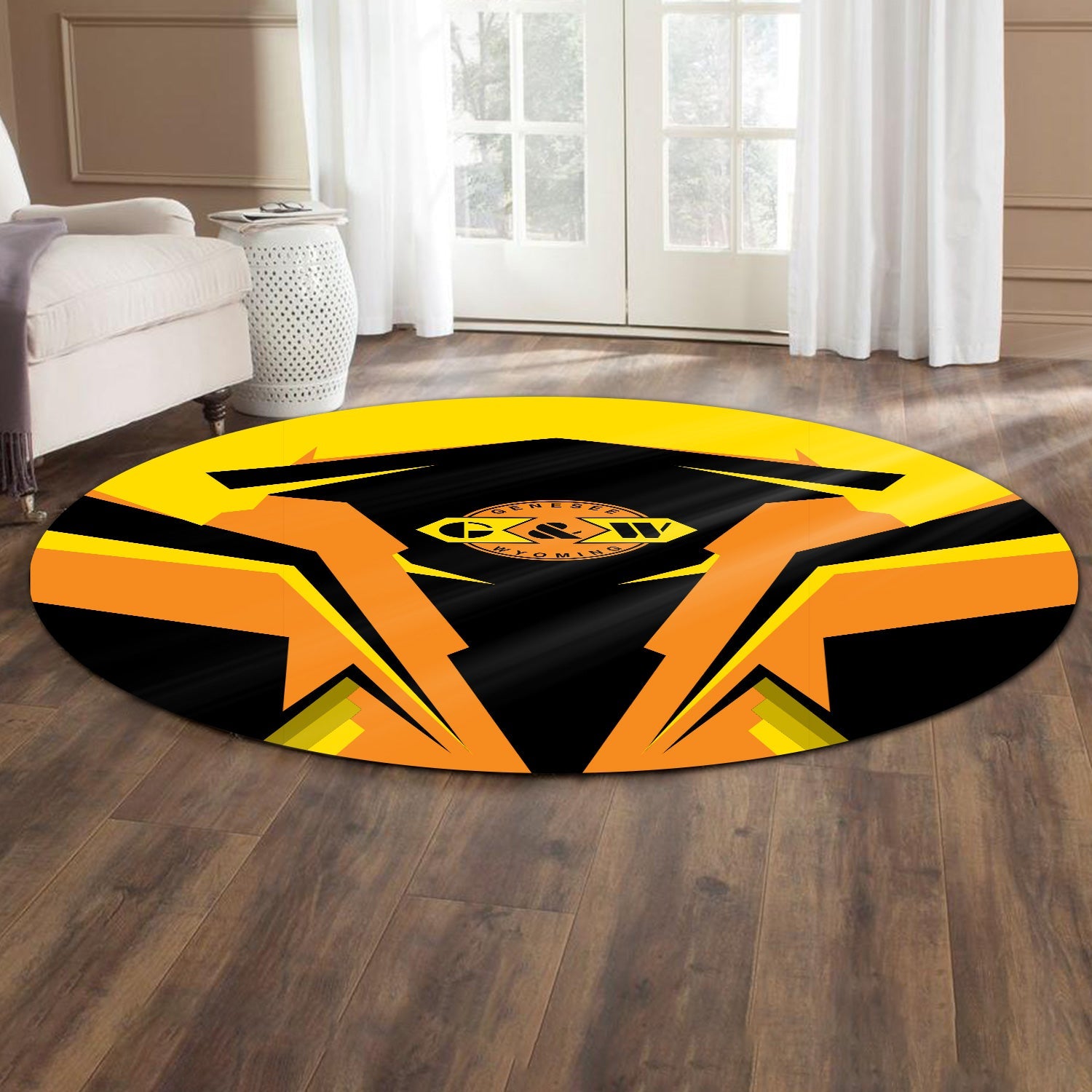 Railspirit Genesee & Wyoming Inc. Railroad Round Mat Strong Line Style Rug All Over Print