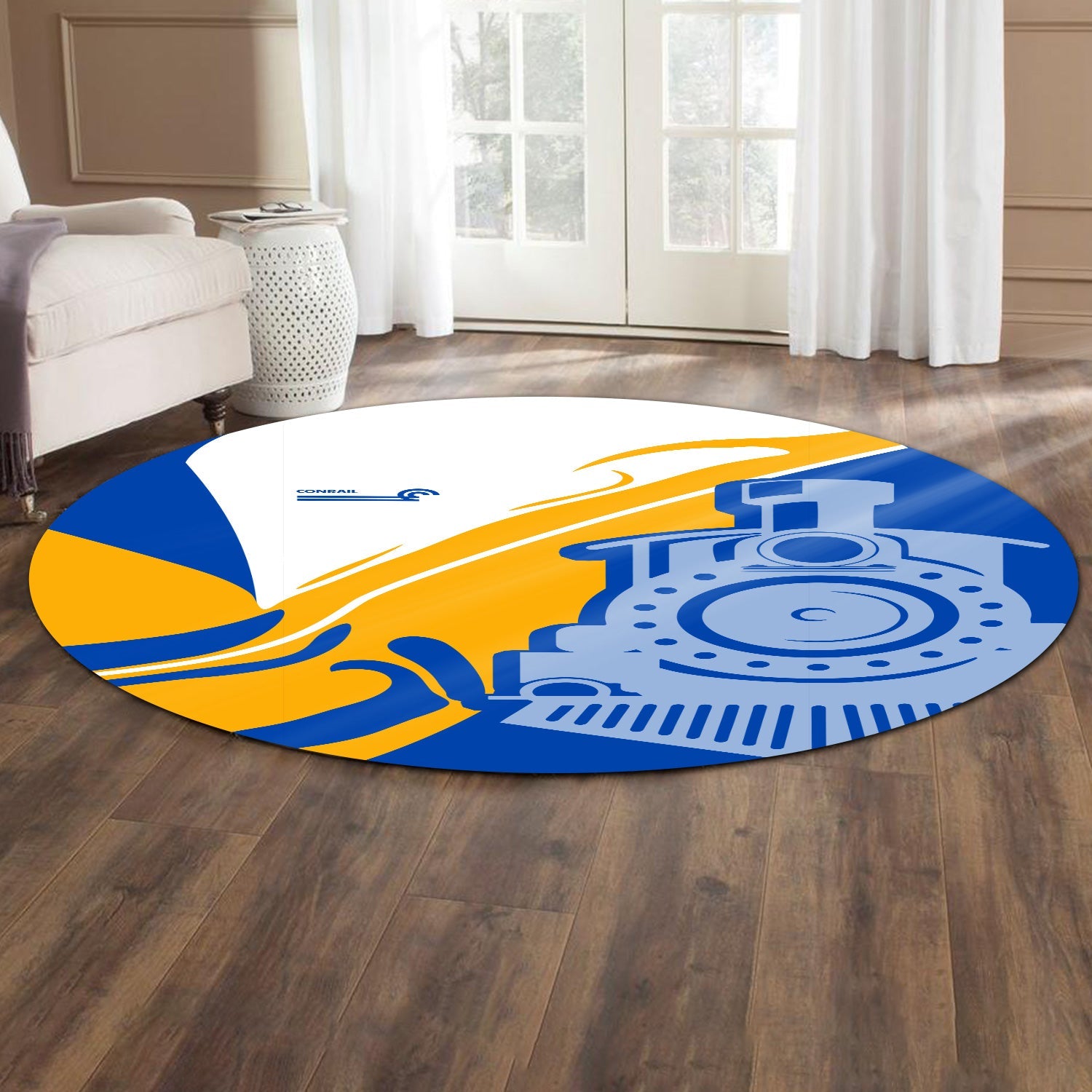 Railspirit Conrail Railroad Round Mat Flame-Inspired Style Mat Gift Idea For Train Lovers