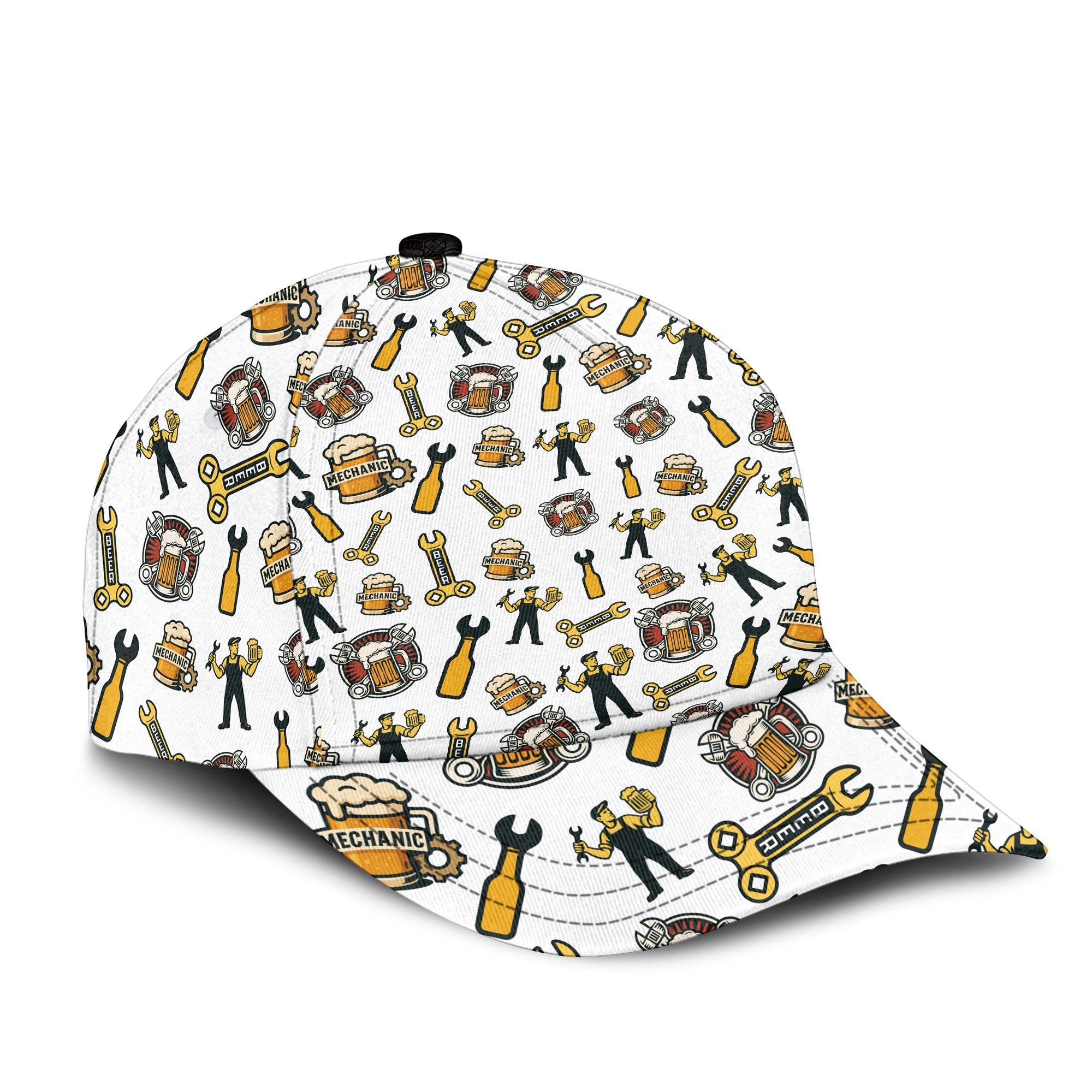 Mechanic Classic Cap Beer and Wrench Funny Pattern Design Cap Mechanic Gift For Men