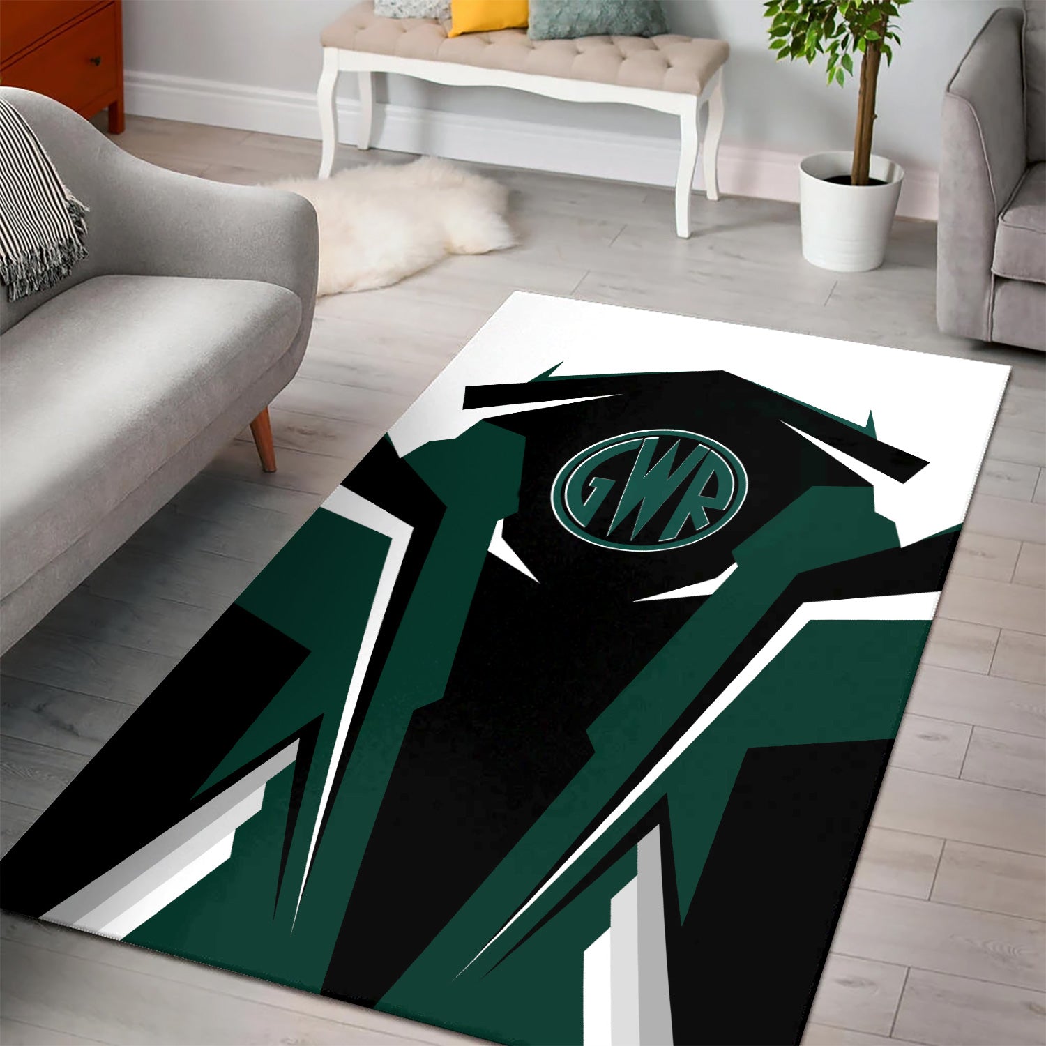 Railspirit Great Western Railway Area Rug Strong Green Line Style Area Rug Gift Idea For Train Lover