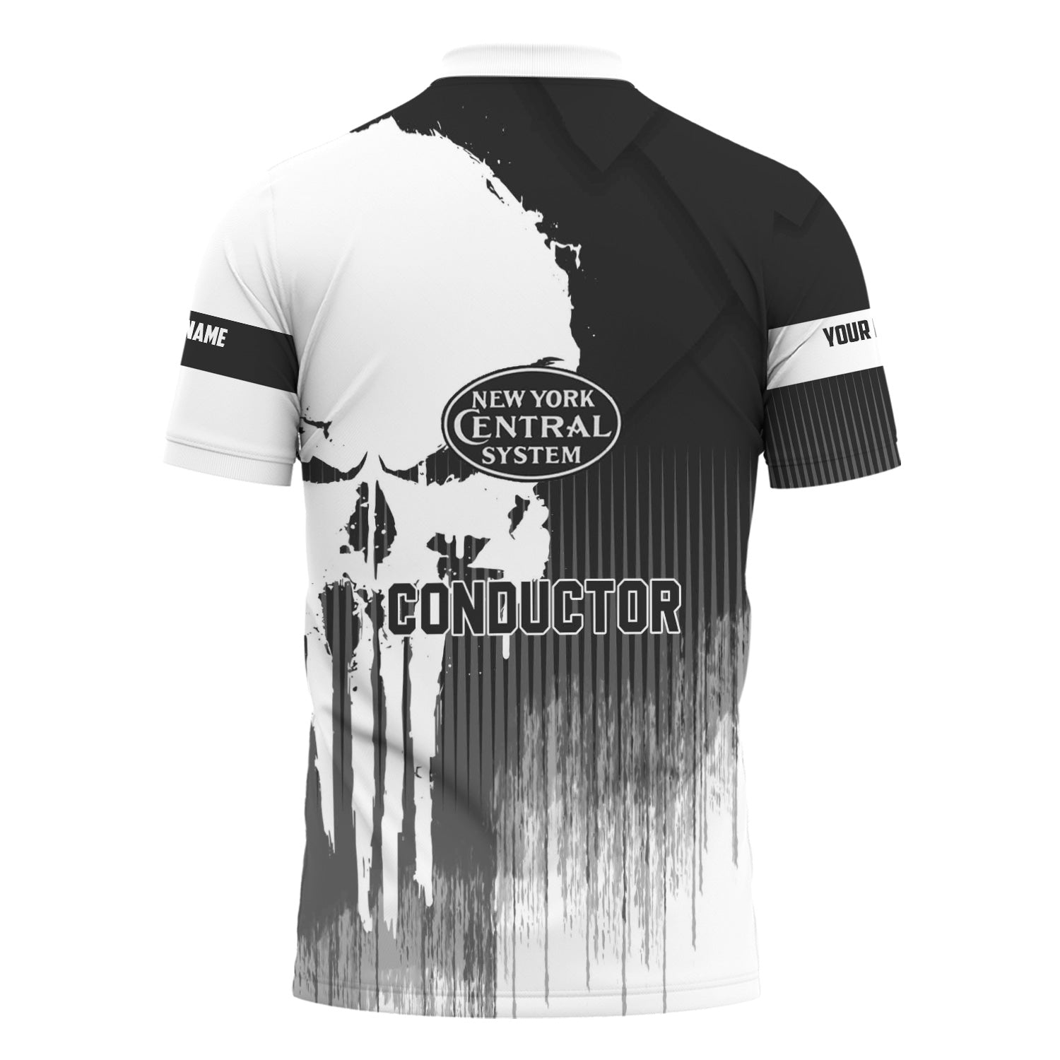 Railspirit Personalized New York Central Railroad Polo Shirt Skull Design with Custom Job Train Shirt for Trackhead Crew