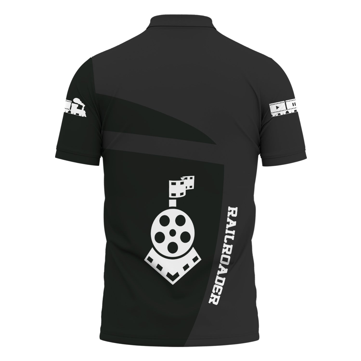 Railspirit Personalized New York Central Railroad Polo Shirt All Aboard Steam Train Movie Projector Style Shirt