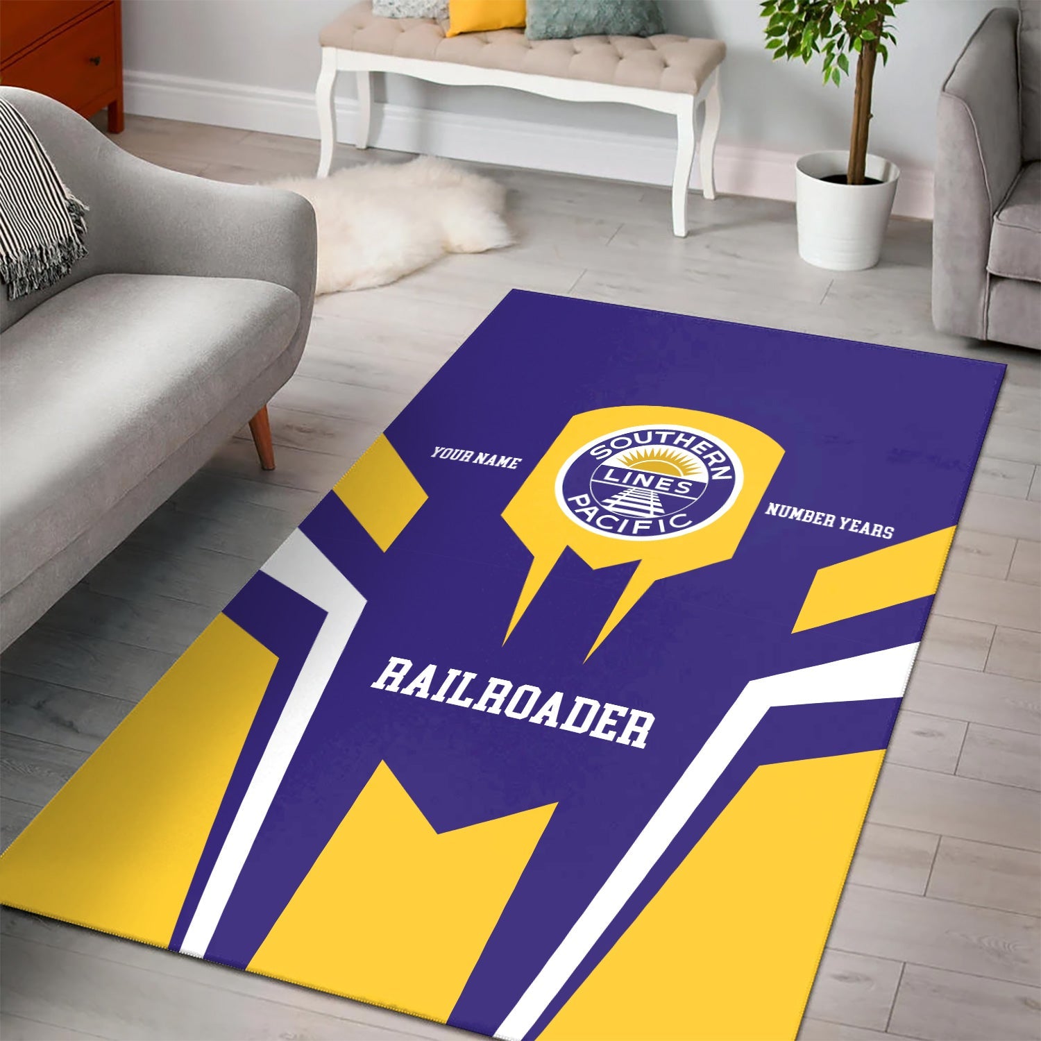 Railspirit Personalized Southern Pacific Railroad Area Rug Custom Year Railroader Rug Gift Idea For Train Lover