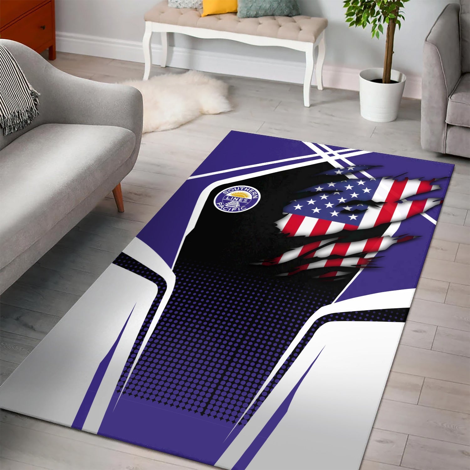 Railspirit Personalized Southern Pacific Railroad Area Rug American Eagle Vintage Train Rug